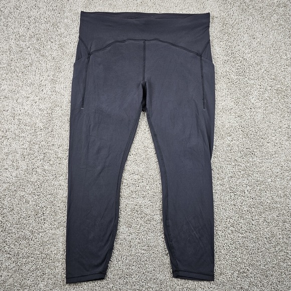 lululemon athletica Pants - Lululemon Women's 16 Power Thru High Rise Tight Leggings 25" Black W5CVIS